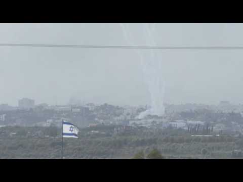Rockets launched from Gaza, smoke billows