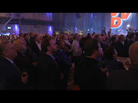 Centre-right VVD party reacts to Dutch exit poll result