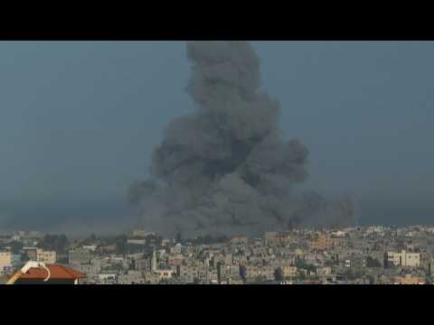 Smoke rises following Israeli air strike on Gaza Strip