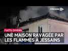 Une maison ravagée par les flammes à Jessains