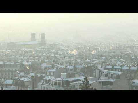 Snow-covered Paris from Montmartre