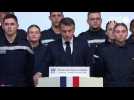 Emmanuel Macron à Cherbourg-en-Cotentin (Manche) pour y présenter ses vSux aux armées