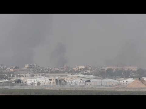 Destroyed buildings in southern Gaza, seen from Israel