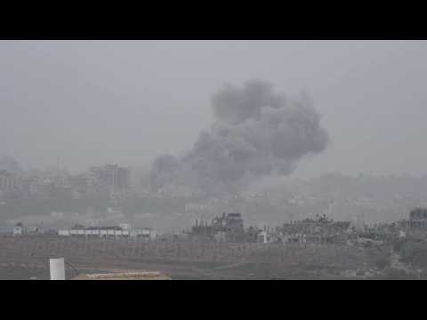 Smoke rises after blasts in northern Gaza seen from Israel's Sderot