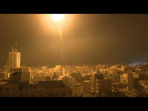 Flares light up sky over northern Gaza
