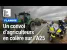 Des agriculteurs en colère en tracteur sur l'A25