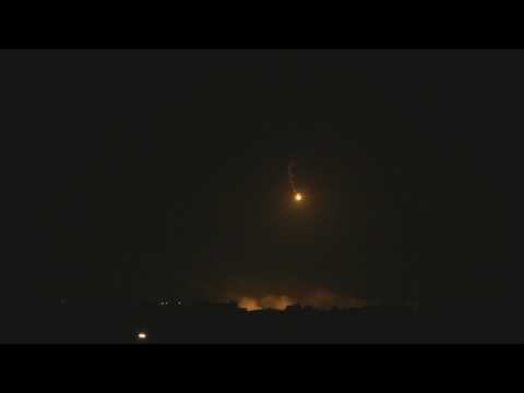 Flares light up the sky over northern Gaza
