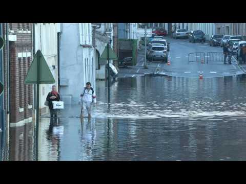 Flooded streets in northern France