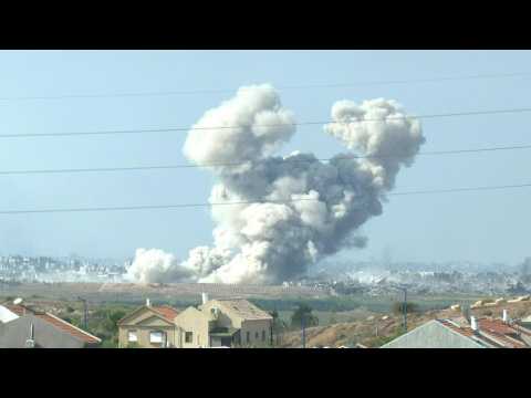 Explosion and smoke in northern Gaza seen from Israel