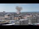 Smoke rises in southern Gaza Strip town of Rafah after Israeli strike