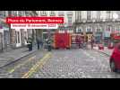 Menace d'effondrement : gros dispositif des pompiers place du Parlement à Rennes
