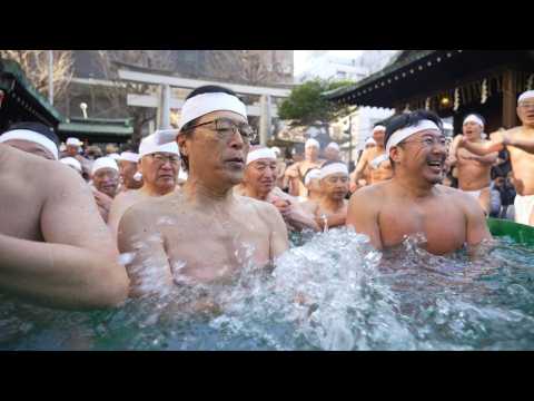 Worshippers in Tokyo plunge into ice bath to mark New Year