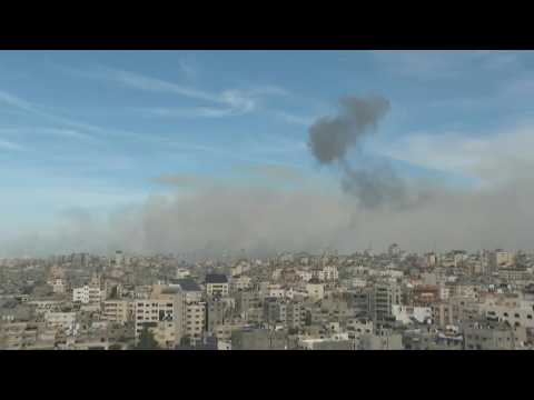 Smoke billows after Israeli strikes on Gaza