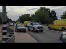 Ambulance vehicles enter Israel's Sderot - Label : AFPTV - First images - Category : News
