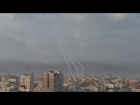 Rocket barrages launched from Gaza towards Israel