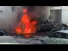 Car on fire after rocket strike in Israel's Ashkelon