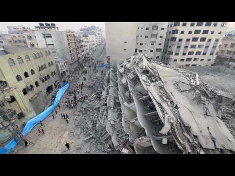 Images of building flattened by Israeli strikes on Gaza