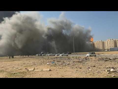 Moment strikes hit residential complex in Gaza's Khan Yunis