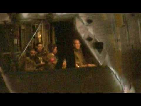 Released hostages on board helicopter landing at Israeli hospital