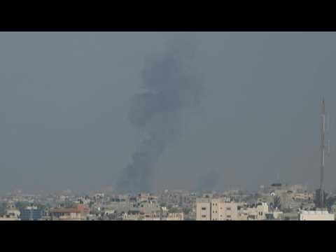 Smoke rises north of Rafah following a strike