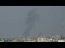 Smoke rises north of Rafah following a strike