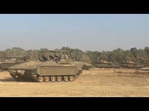Massive deployment of military vehicles near the Israel-Gaza border