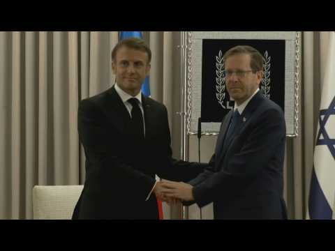 French President Emmanuel Macron meets his Israeli counterpart Isaac Herzog