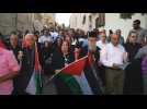 People march in West Bank village in solidarity with Gaza