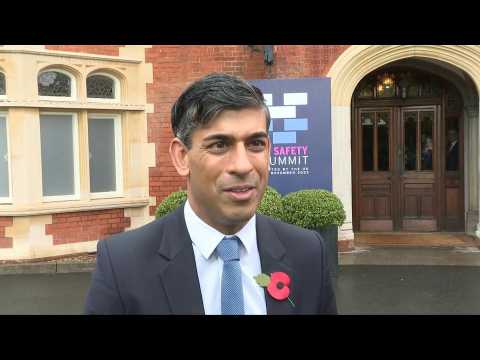 UK Prime minister Rishi Sunak arrives at AI safety summit in Bletchley Park
