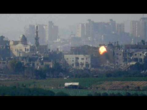 Israeli artillery fire on a position in the Gaza Strip