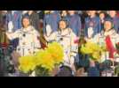 Chinese astronauts wave farewell ahead of Shenzhou-17 launch