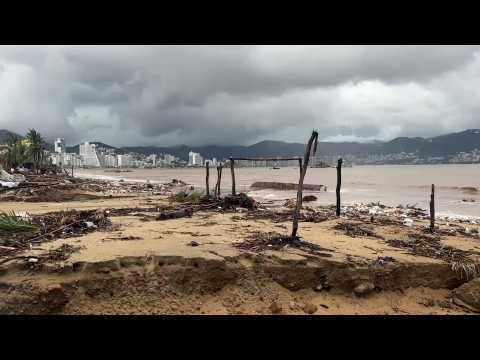 Mexico's Acapulco beach littered with debris after Hurricane Otis