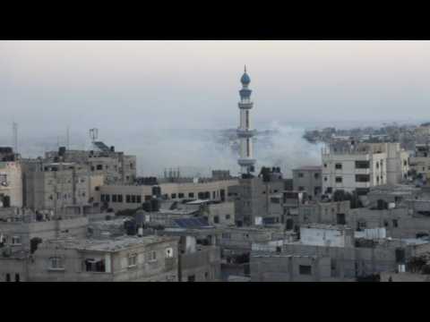 Smoke over Rafah in the Gaza Strip near Egypt border