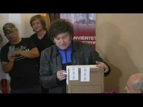 Argentina presidential election: Libertarian candidate Javier Milei votes