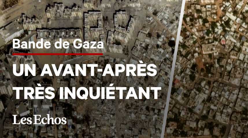 Illustration pour la vidéo Bande de Gaza : de nouvelles images satellites révèlent l'ampleur des destructions