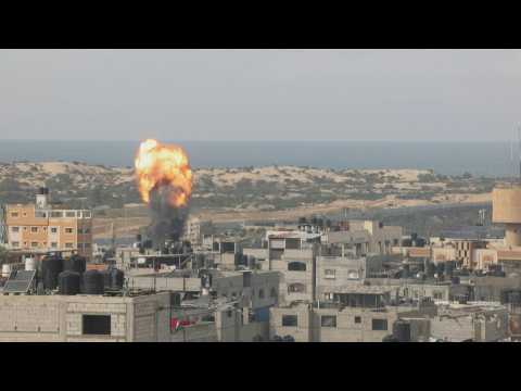 Moment strike hits Gaza's Rafah