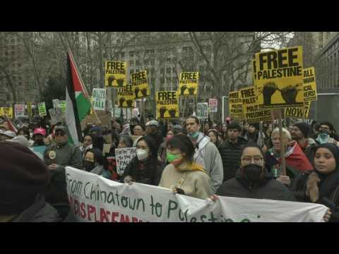 Protesters in New York call for the end of US funding to Israel