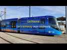 La rame de tramway aux couleurs de la Transat Jacques Vabre dévoilée au Havre