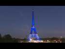The Eiffel Tower lit up in Israeli colours