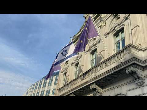 Israeli flag hoisted outside EU Parliament in Belgium