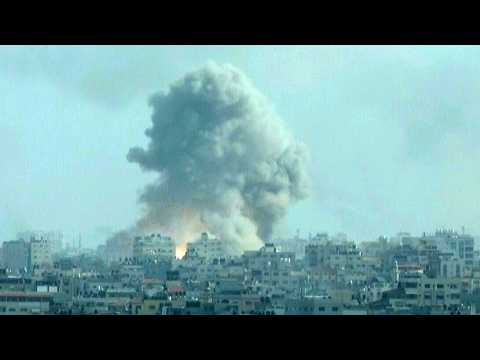 Smoke billows following Israeli strike on Gaza on sixth day of conflict