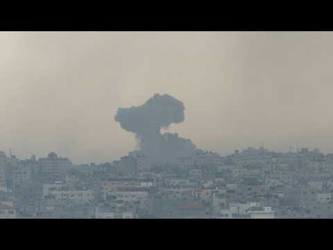 Smoke rises into the sky over Gaza after Israeli strikes