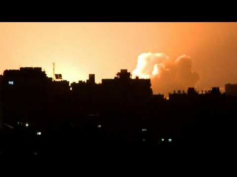 Smoke billows over buildings in Gaza after several Israeli strikes