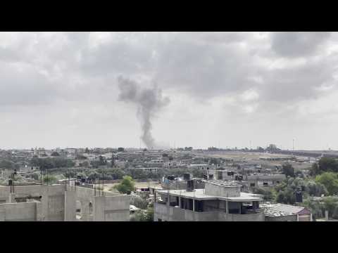 Smoke billows at Gaza's Rafah border crossing with Egypt during Israeli airstrike