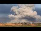 Smoke billows following Israeli strike on southern Gaza