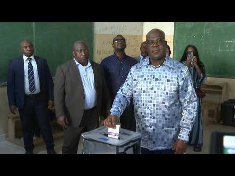 DR Congo President Felix Tshisekedi votes in Kinshasa