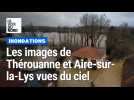 Inondations dans le Pas-de-Calais : Thérouanne et Aire-sur-la-Lys vues du ciel
