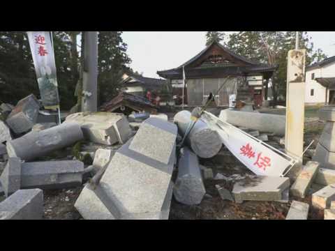 Japan: Collapsed houses and destroyed buildings in Anamizu after deadly earthquake