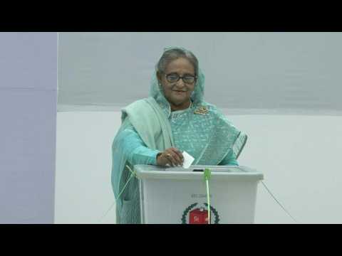 Bangladesh PM Hasina votes in election without opposition