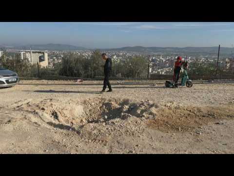 Crater caused by bomb that killed Israeli police officer in Jenin